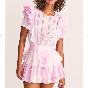 LoveShackFancy Natasha Mini Dress in Pink/White